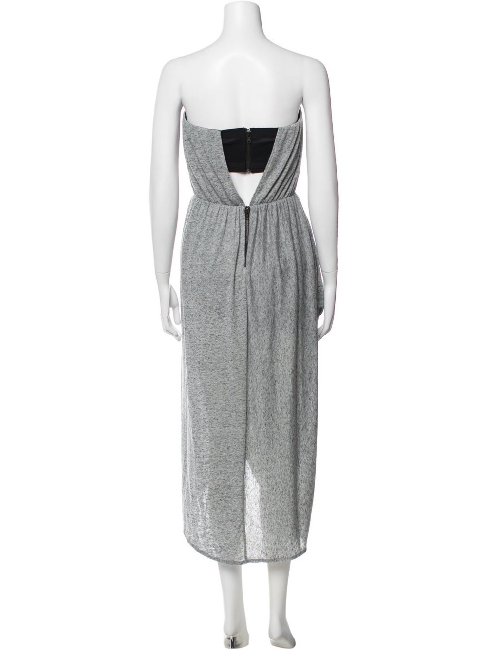 Alice + Olivia Strapless Heather Gray Midi Dress with Back Cutout